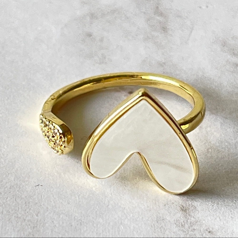 18K Gold Plated Elegant Shell Heart Adjustable Ring for Woman - Picture 5 of 16